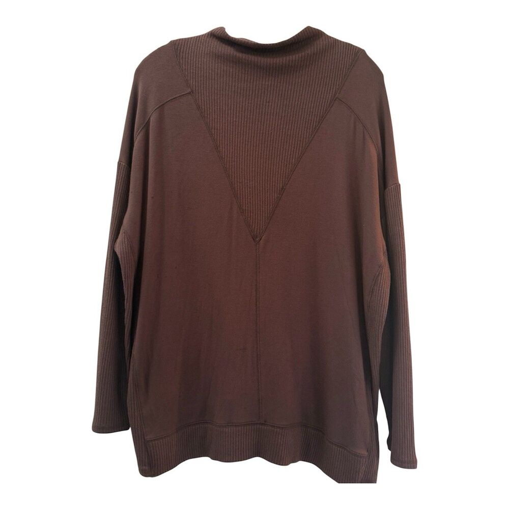 BKE Buckle Oversized Ribbed Mock Neck Pullover Sweater Sz Medium Chocolate Brown - Picture 1 of 8